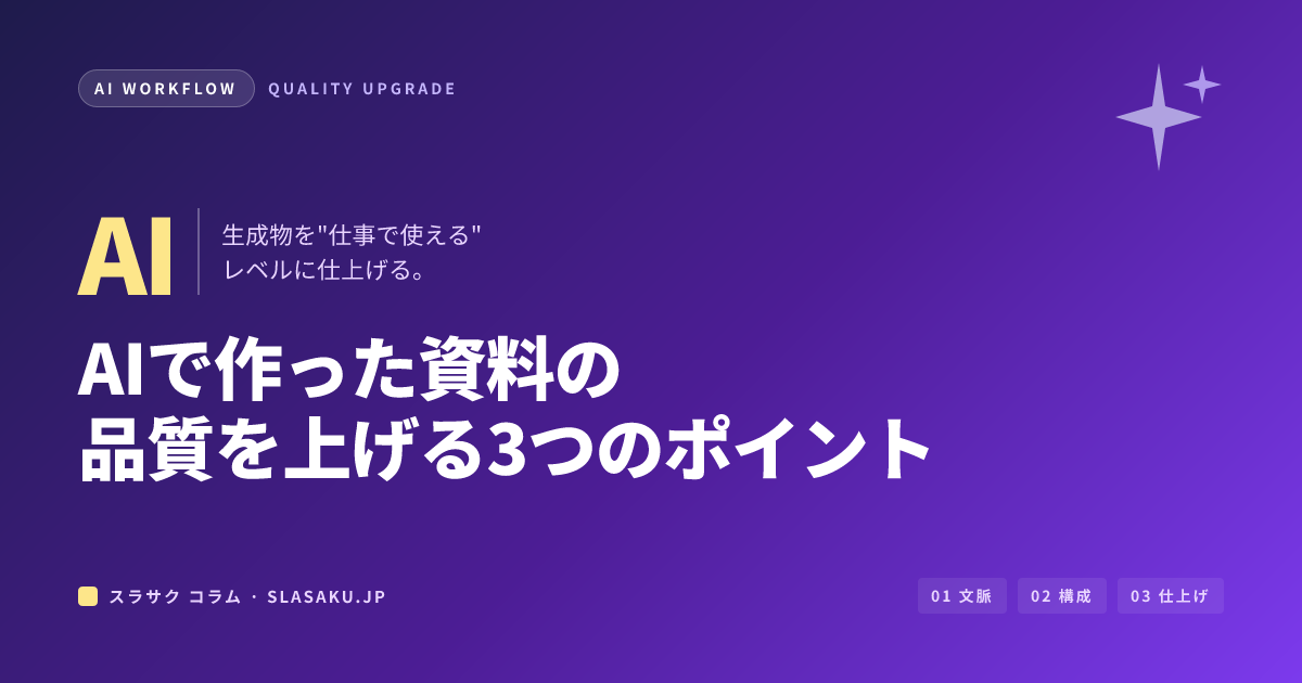 AIで作った資料の品質を上げる3つのポイント｜生成物を仕上げる技術