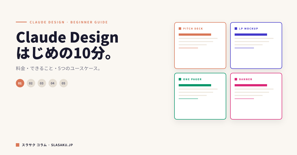Claude Designの使い方【初心者向け完全ガイド】｜5つの実用ユースケースと始め方