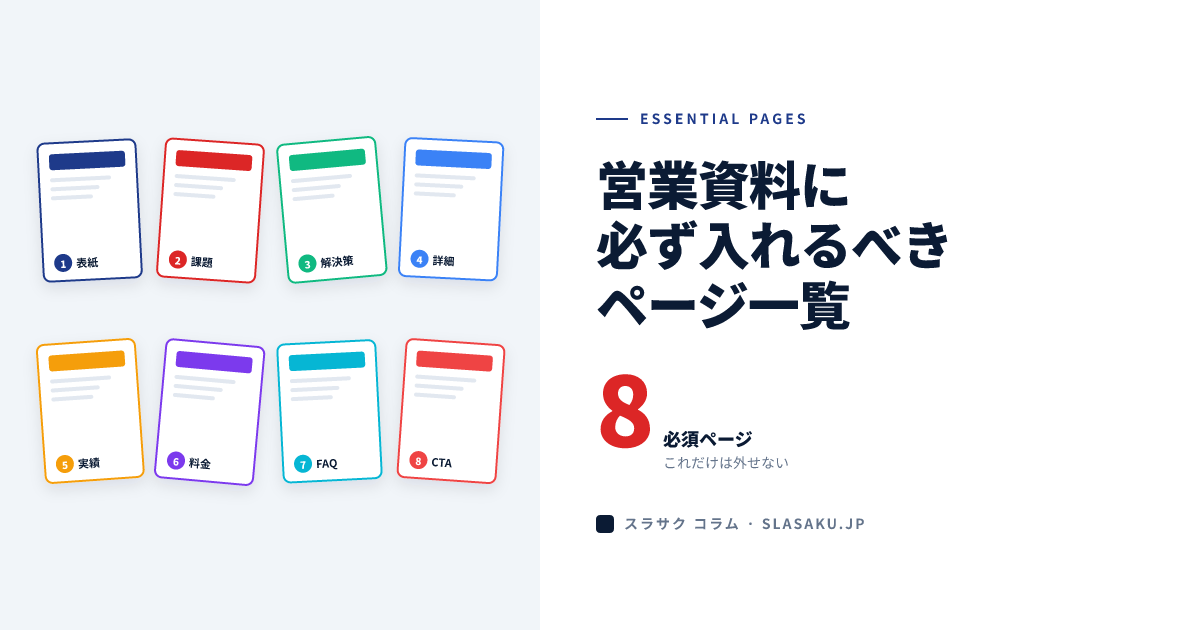 営業資料に必ず入れるべきページ一覧
