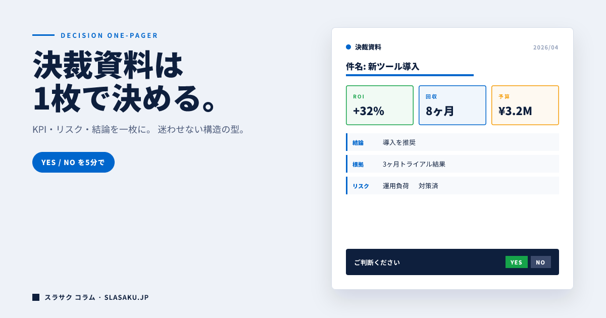 決裁資料の作り方｜承認が通る社内稟議スライドの構成