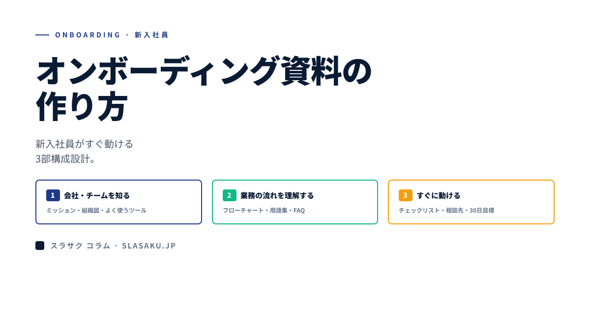 オンボーディング資料の作り方｜新入社員がすぐ動ける構成
