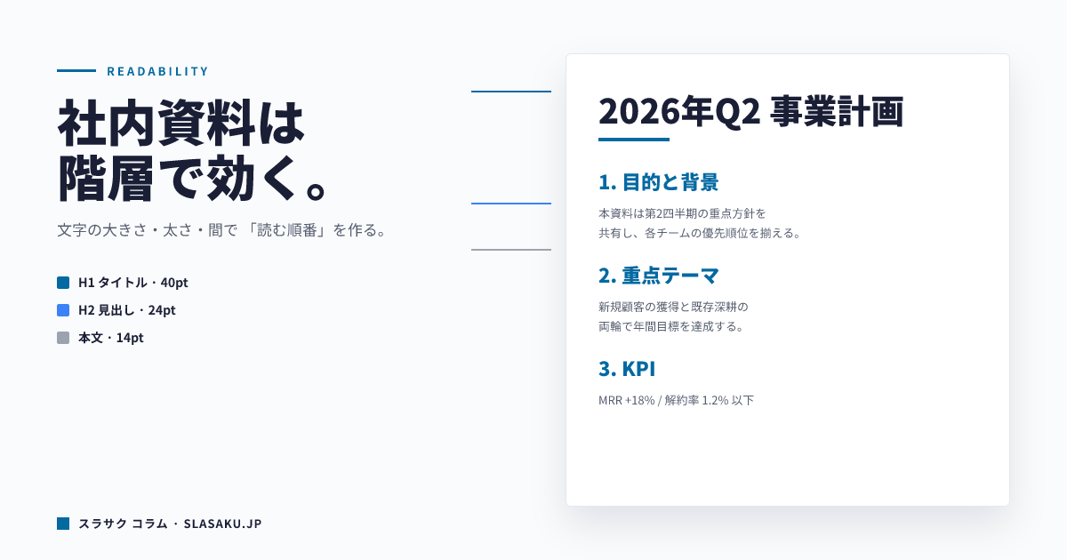 見やすい社内資料を作る7つのコツ｜読まれるスライド設計